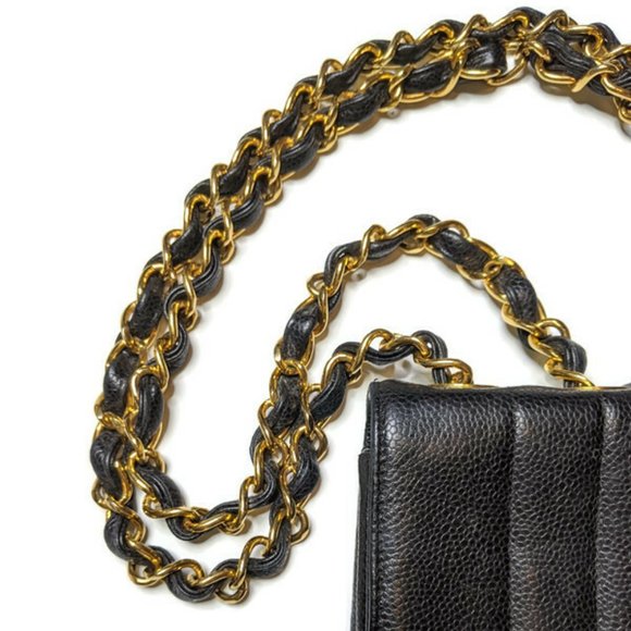 Chanel Vertical Black Caviar Leather Shoulder Bag - Picture 9 of 16